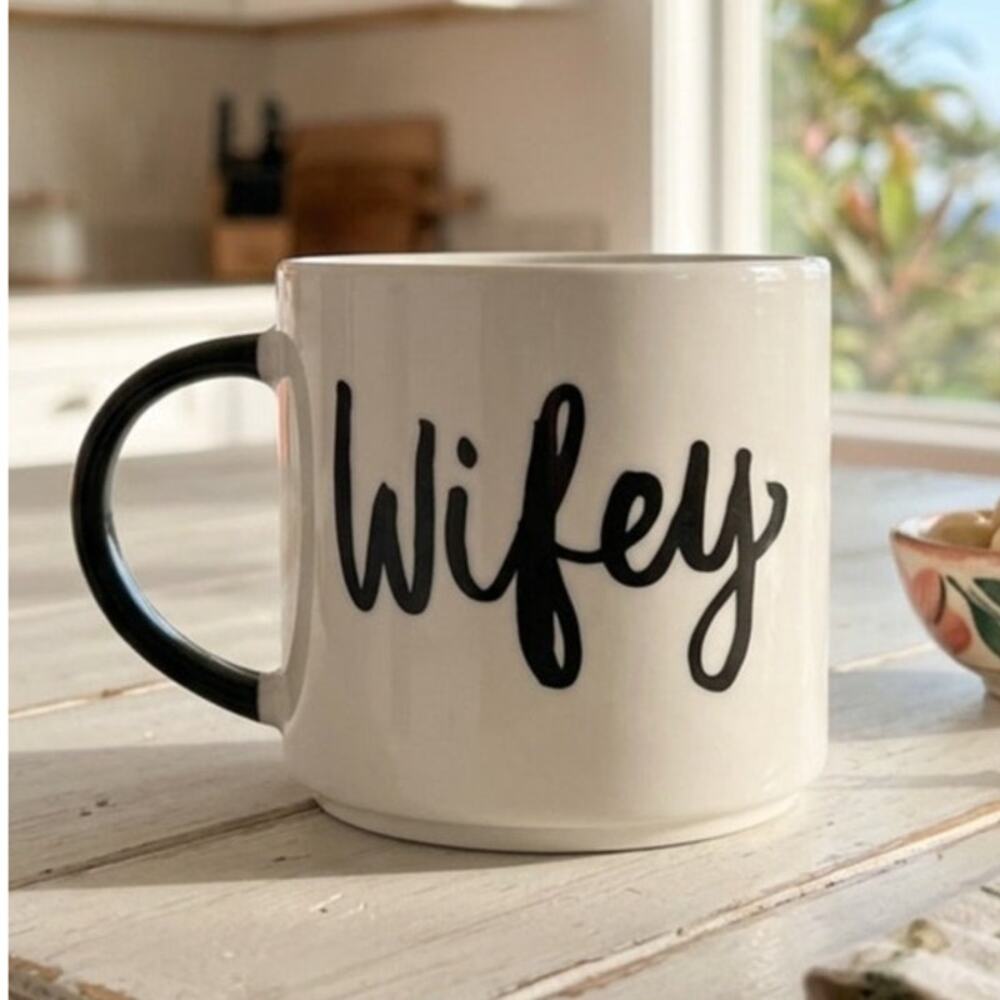 Threshold Porcelain Wifey Coffee Mug White Black Script Bridal